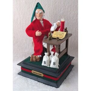 Vintage 93 Holiday Creations Charles Dickens Scrooge Scene Plays Music Lights Up